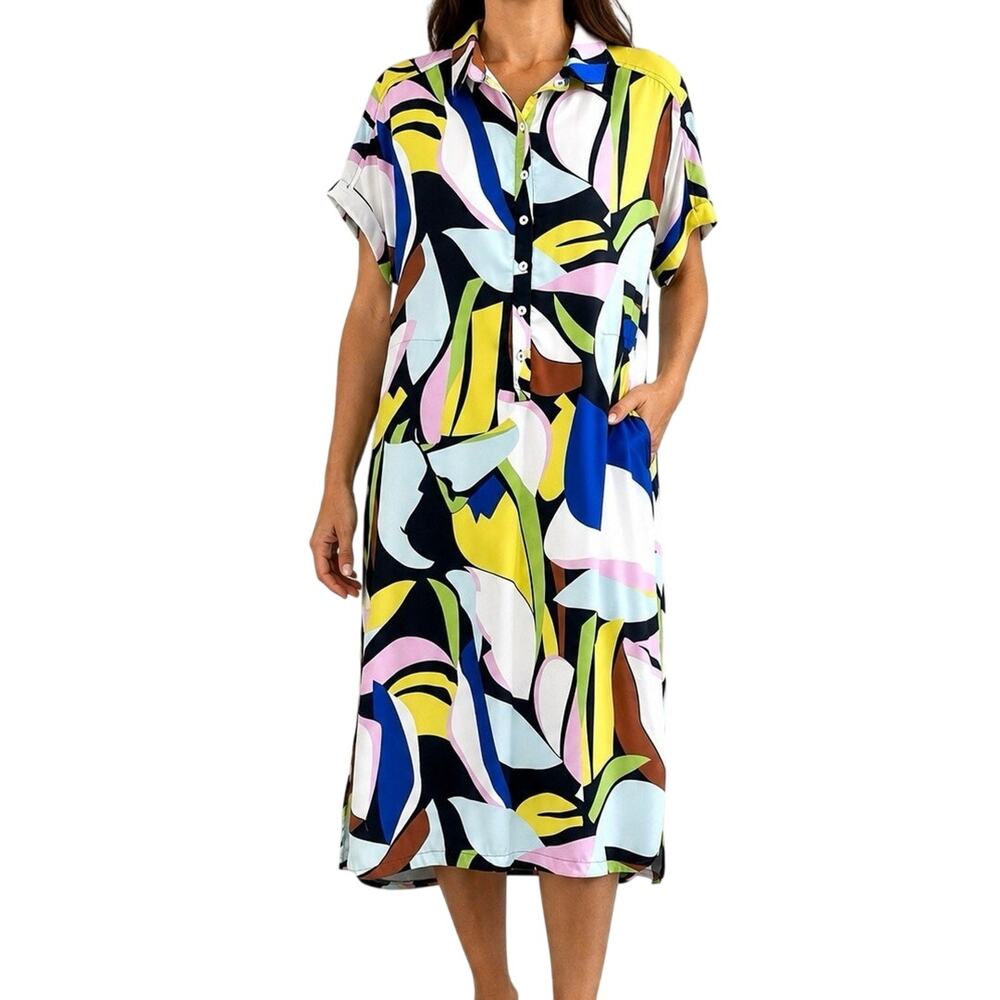 Shana Sz Small Tropical Black Yellow Blue Beach Wearable Art Unique Dress